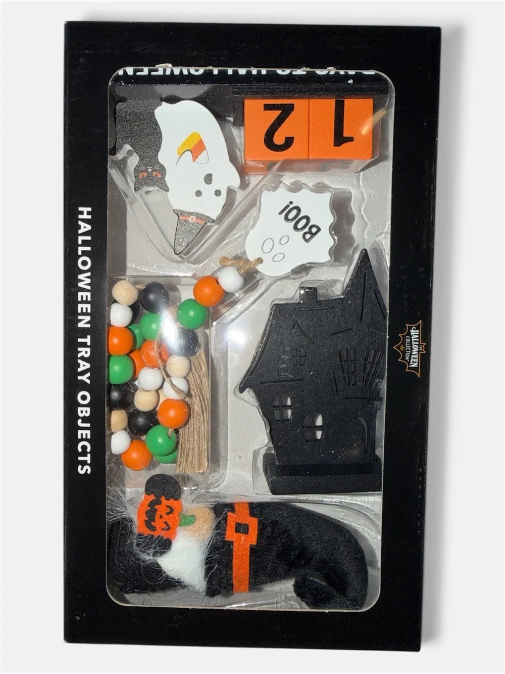 Halloween Tray Objects Decorative Set - Orange, Black, White, Green